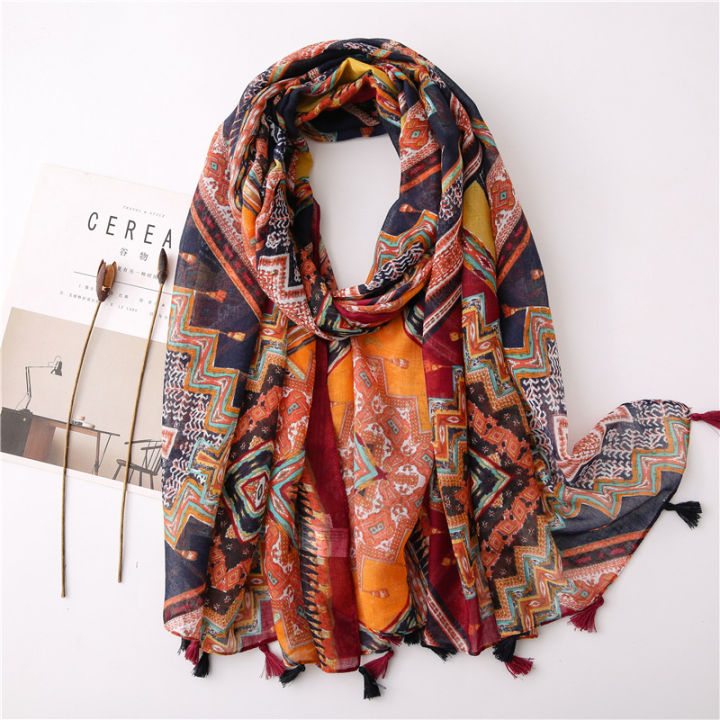 2024%20Designer%20Brand%20Women%20Scarf%20Classical%20Print%20Lady%20Shawls%20Cotton%20Feeling%20Soft%20Oversize%20Hijabs%20Neck%20Headband%20Tassel%20Foulard%20-%20Image%202