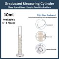 10ml Glass Measuring Cylinder Graduated ( 1 to 6 Pcs ) | Borosilicate 3.3 Heat & Chemical Resistant Glassware | Precise Liquid Measurement Tool for Kitchen, Educational Learning, DIY Projects, Home Experiments, Industrial & Household Use. 