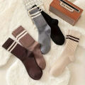 5 Pairs Pack Trendy Striped Crew Socks Women's JK Fashion Socks for Sports Daily Wear Cute Fall Winter Collection. 