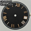 GRAMOCK 29mm Roman Index Dial Black White Gold Red Blue Dial suitable for NH35 NH36 movement watch accessories repair tools. 