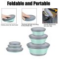 3 Pieces Silicone Folding Bowls with Lid Foldable Lunch Box Portable Salad Bowl Sets. 