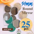 14mm Round Shape Mirror for Jewellery Making, Lippan Art & DIY Craft Work.