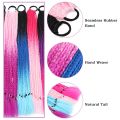 Synthetic 24Inch Y2K Rainbow Horsetail Wig Long Boxing Braid Hair Ponytail Extension High Temperature Fiber Hairpiece for Women. 