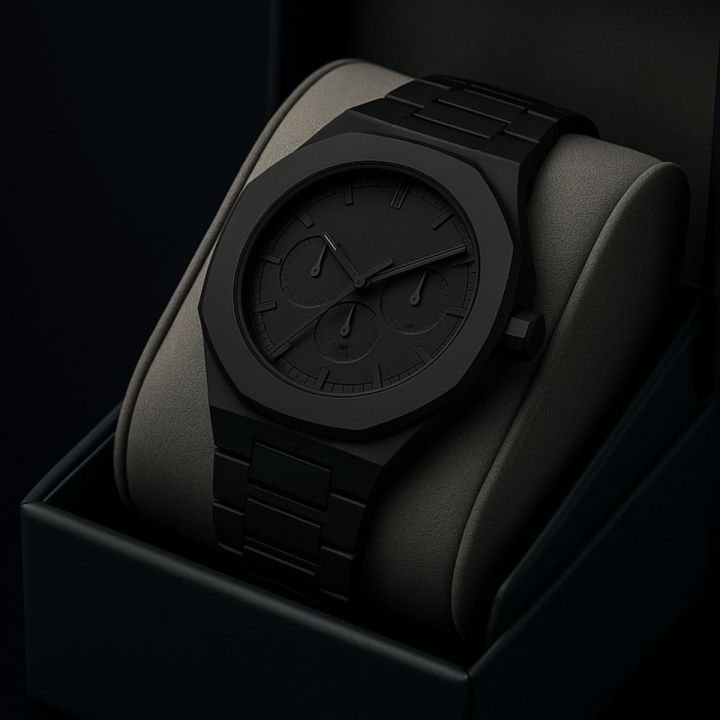 Roman Full Black Colour | Chronograph look | Dial Roman Watch Plastic Carbon Fiber look body Watch | Full Black