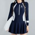 Black and White Color Matching One-piece Sports Small Chest Gathered To Cover The Belly Weight Swimming Sun Protection Swimsuit. 
