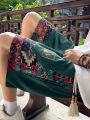 Men's ethnic embroidery pattern shorts with pockets, summer casual drawstring shorts, suitable for outdoor and beach casual wear. 