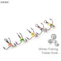 5Pcs Fishing Hook Winter Ice Fishing Hook Three-jaw Hook With Rhinestones High Carbon Steel Tackle Tool 6# 8# 10# 12#〔CC33〕. 