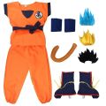 Halloween Adult Kids Suits Son Goku Gui Carnival Anime Cosplay Holiday Costumes Tail Wrister Wig Blue Gold Children Dress Up.