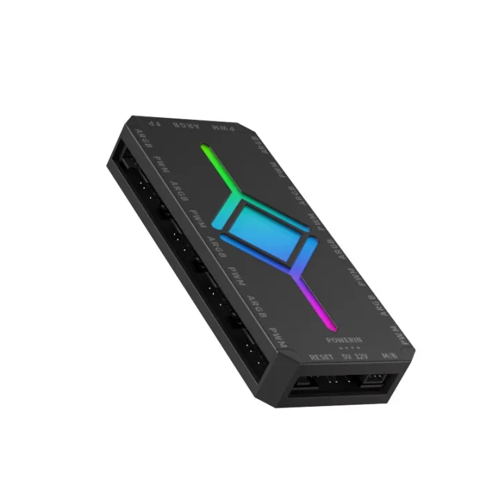 5V3%20Pin%20ARGB%20Controller%20Computer%20Case%20Fan%20Divine%20Light%20Synchronous%20PWM%20Temperature%20Control%209-Port%20Hub%20Hub%20with%20Remote%20Control%20HU%20-%20Image%203