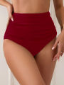 Summer  Women Bikini Bottoms High Waisted Ruched Swimwear Bottoms Beach Shorts For Vacation Party Swimming Bathing Suit. 