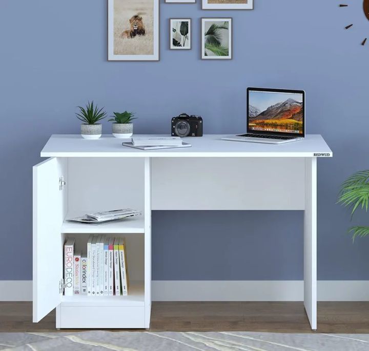BM-MART Computer Desk, Study Desk, Office Desk, Small Office Table, Laptop Table with Drawer, Computer Table (White)
