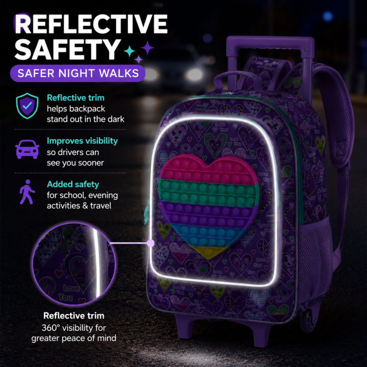 3PCS%20Rolling%20Backpack%20for%20Girls,%20Kids%20Roller%20Wheels%20Bookbag,%20Wheeled%20School%20Bag%20with%20Lunch%20Bag%20-%20Heart%20Purple%20-%20Image%204
