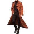 Men'S Windbreaker Spring Autumn Long-Slevee Extra Long Trench Coat Classic Trend Double Breasted Solid Color Temperament Trench.