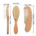 2pcs Baby Comb Set Baby Care Hair Brush Beech Soft Wool Wood Comb Newborn Massager Baby Shower And Gift Baby Hair Soothing. 