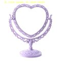 Portable Double-Sided Heart Shape Desktop Makeup Mirror Cosmetic Compact Hand Mirror for Women Vanity Mirror.