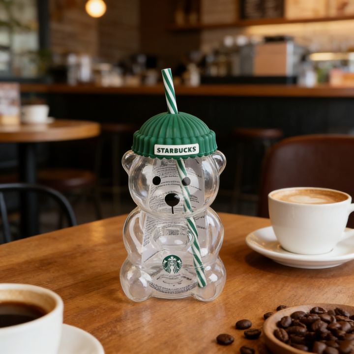 Adorable%20Starbucks%20Bearista%20Bear%20Glass%20Tumbler%20591ml%20Green%20Lid%20Straw%20Home%20Caf%C3%A9%20%20-%20Image%203