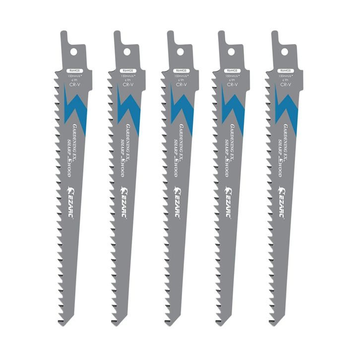 EZARC 5PCS Wood Pruning Reciprocating Saw Blade 6-Inch/150mm Recip Saw Blades R644GS 6TPI