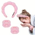 3PCS/SET Ladies Floral Headband Moisture-Proof Wristband SPA Face Wash Makeup Use Travel Holiday Ladies .