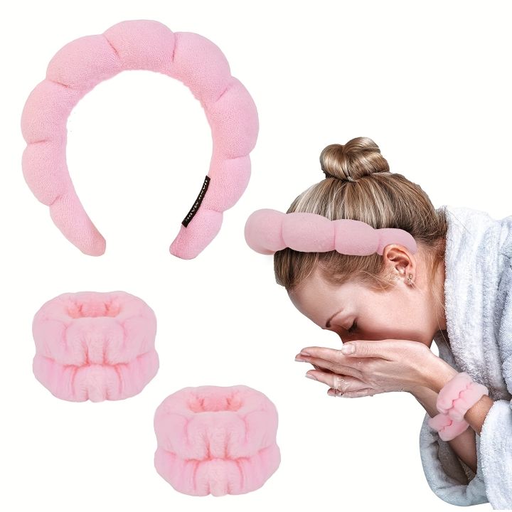 3PCS/SET%20Ladies%20Floral%20Headband%20Moisture-Proof%20Wristband%20SPA%20Face%20Wash%20Makeup%20Use%20Travel%20Holiday%20Ladies%20%20-%20Image%203