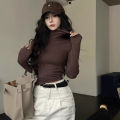 Winter Women Classic Basic Turtleneck Tops Lady Comfortable Thermal Long Sleeve Clothes Female Retro Versatile Elastic Pullover.