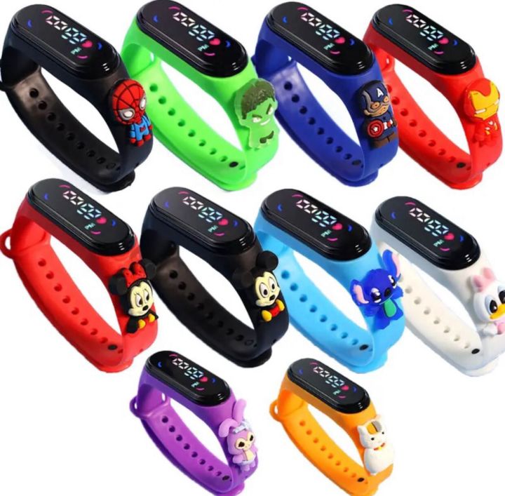 Disney Mickey Mouse Children Watches For Girls Electronic Bracelet Sports LED Spiderman iron Man Doll Kids Watch Waterproof