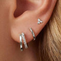 6Pcs/Set Silver Color Zircon Huggies Hoop Earrings for Women Fashion Copper Cartilage Piercing Earrings Set Female Party Jewelry. 