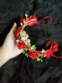 Red gorgeous gajra for khopa and hair bun - Artificial gajra for holud, wedding, falgun or parties.