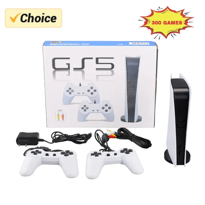 GS5 Video Game Console Mini TV Handheld Game Console Wired Gamepads Video Game 300 Retro Game HD Output Two-player for PS1 Etc