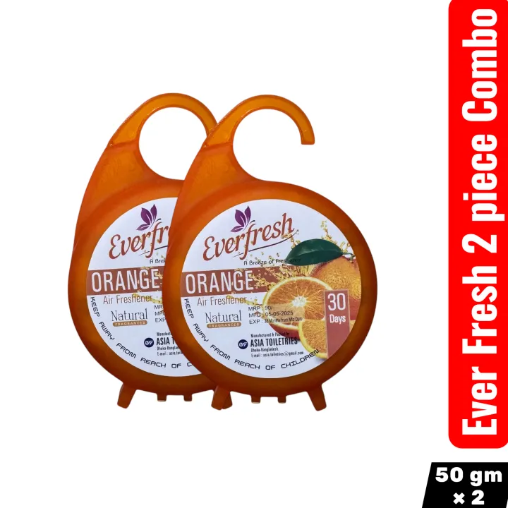 Ever Fresh Orange (2 piece combo) Bathroom Air Freshener Hanger Block 50 gm ×2