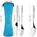3 Pcs Portable Travel Cutlery Stainless Steel Western Style Steak Knife Fork Spoon Complete Set Of Tableware Home Use Outdoor. 