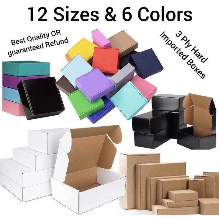 Color/size Boxes Premium 3 Ply Imported Corrugated Boxes in Black Pink Lilac White ...