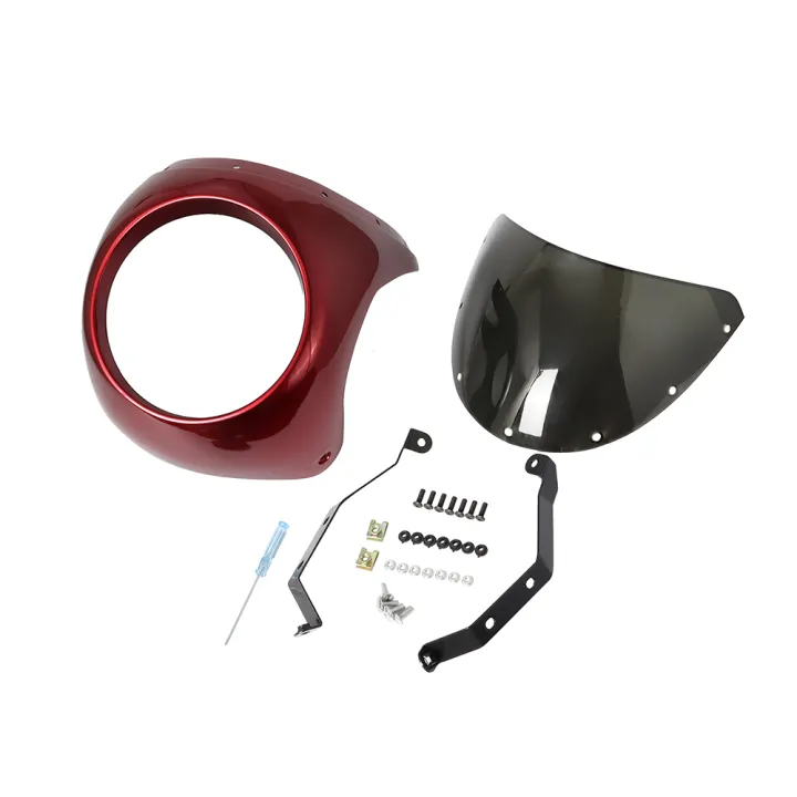 Motorcycle%20Red/White%20Front%20Headlight%20Fairing%20Windshield%20For%20Cafe%20Racer%20Honda%20Universal%207inch/16.5~18cm%20Retro%20Headlamp%20Windscreen%20-%20Image%205