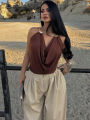 Weird Puss Metal Snake Halter Camisole Women Swing Collar Elegant Backless Summer Trend Beach Vacation Party Clubwear Tank Tops. 
