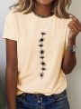 Plus Size Women'S Casual Sunflower Print T-Shirt Short Sleeve Crew Neck Top Perfect for Summer Casual Wear Sunflower Graphic Tee. 