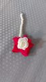 Handmade Artificial Flower Jewellery Set – 2 Gajray, Earrings, Teeka & Ring – Mehndi/Haldi Bridal Wear – dark pink & White. 