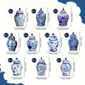 20Pcs Christmas Chinoiserie Ornaments Blue and White Chinoiserie Ginger Jar Ornaments Ginger Jar Ornament Chinoiserie Xmas Tree. 