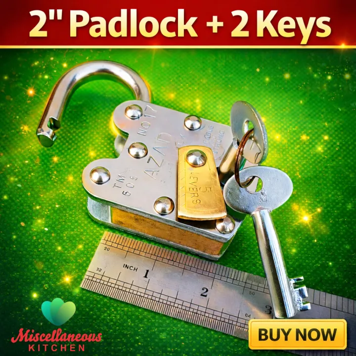 Desi Lock, Pad Lock, Taala Heavy Duty 5 Livers in 2 Inch Silver Colour ...