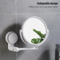 Foldable No Punching Wall Mounted Bathroom Mirror Small Circular Dressing Makeup Mirror for Home Toilet Student Dormitory.