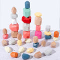 Children Wooden Colored Stone Balanc Building Blocks Educational Toy Creative Nordic Style Stacking Game Rainbow Wooden Toy . 