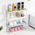 1pc Retractable Kitchen Shelf Household Multifunctional Cabinet Layered Dish Seasoning Bottle Finishing Stainless Storage Rack. 