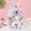 Unicorns Cartoon School Book Bag Backpacks Cute Fashion 3D Fur Backpacks For Girls Travel Backpack Children Schoolbag Kids Gift. 