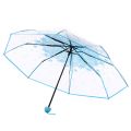 Cherry Flower Transparent Umbrella Anti-UV 3 Fold Clear Sun Rain Umbrella Paraguas Plegable Mujer Women Girls Sakura Umbrella. 