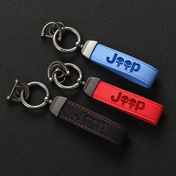 Suede Leather Car Keychain Key Rings Custom Gift 3D imprinting For Jeep ...