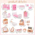Dollhouse Furniture Set Accessories Doll House Mini Furniture Pretend Play Bedroom Living Room Bathroom Kitchen Kids Birthday.