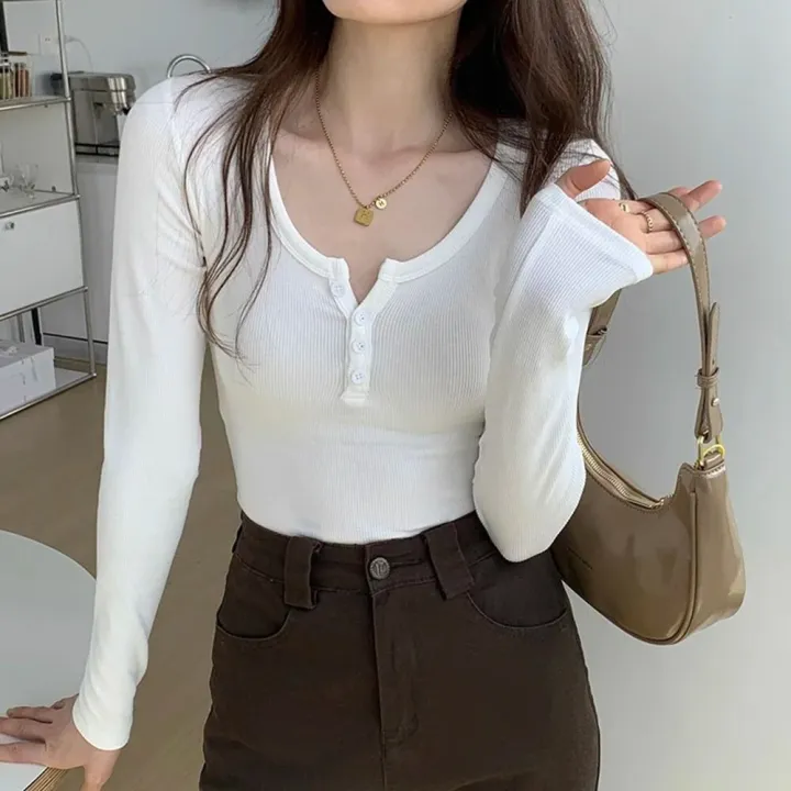 Long%20Sleeve%20Tops%20Women%20Crop%20Neck%20Women's%20T-shirts%20Slim%20Fitted%20Casual%20Basic%20Solid%20Color%20Y2K%20Going%20Out%20T%20Shirts%20Tee%20Tops%20-%20Image%202