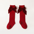 Winter Autumn Baby Girls Christmas Socks Bowknot Kids Knee High Long Sock Cotton Spanish Children 1-8 Years Toddlers Tube Socks. 