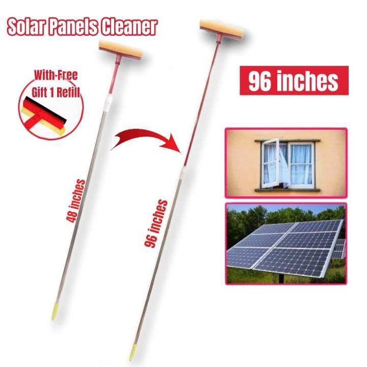Solar Panels Cleaner with Extendable 9ft Long Rod with Wipe and Sponge with Free Gift 1 Refill