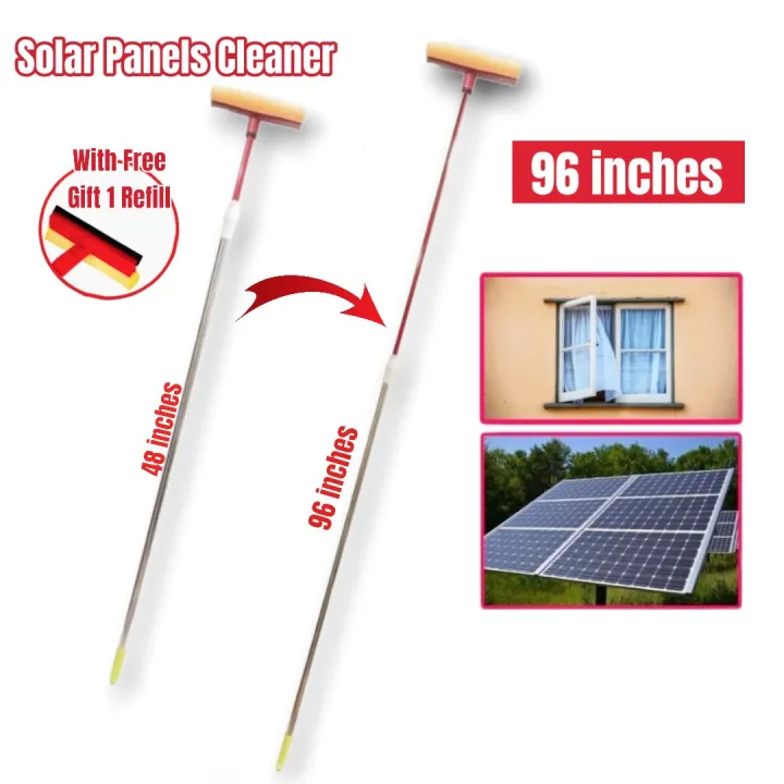 Solar Panels Cleaner with Extendable 9ft Long Rod with Wipe and Sponge with Free Gift 1 Refill