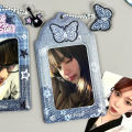 2pcs Denim Butterfly Guitar Print PVC Photocard Holder Idol Card Polaroid Photo Case.