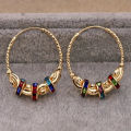 Retro Metal Crescent Earrings Bohemian Water Drop Tassel Earrings. 